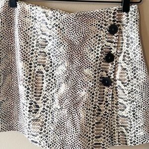 Snake Print Button-Accent Mini Skorts